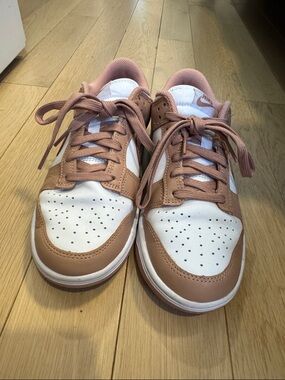 Nike Low-Top Dunk Sneakers in White and Rose Tan